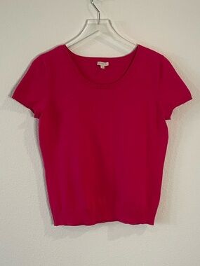 Talbots Short-Sleeve Scoop Neck Sweater Top in Fuchsia Pink